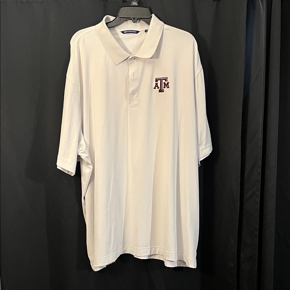 A&M Cutter & Buck White Polo Shirt with Embroidered Logo